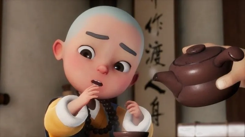 Hình các chú tiểu dễ thương là sự kết hợp giữa sự ngây thơ và hài hòa