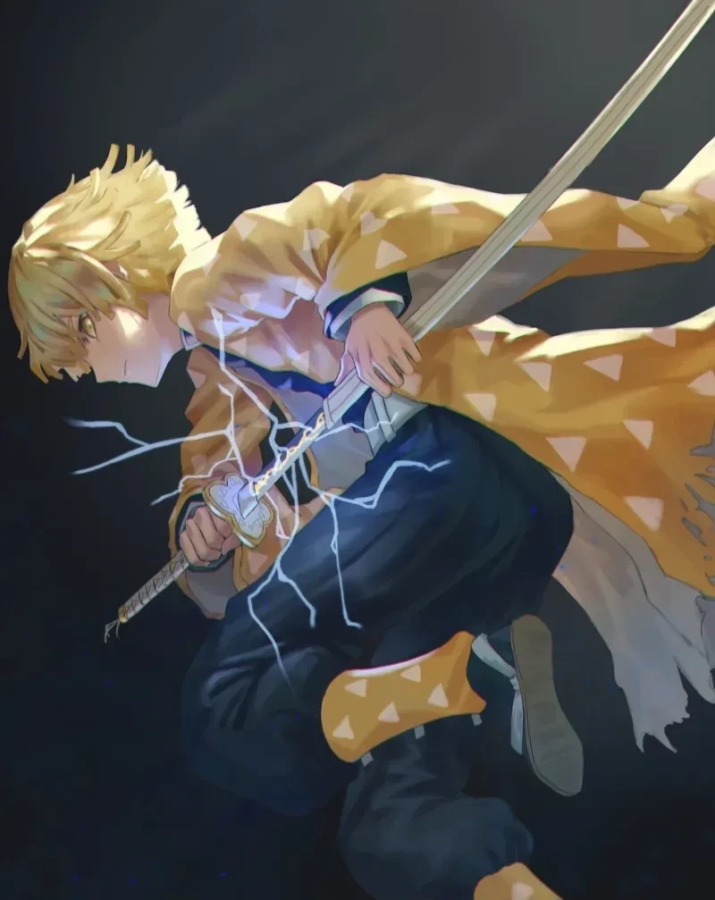 Ảnh Zenitsu chibi mang phong cách đáng yêu và ngộ nghĩnh