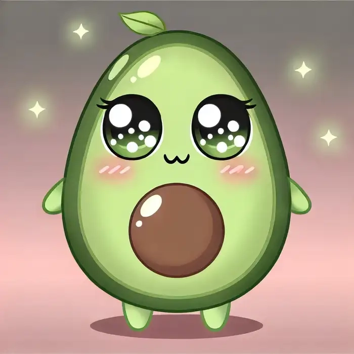 Trái cây chibi đáng yêu trong hình ảnh quả bơ dễ thương