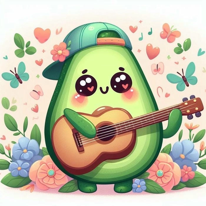 Quả bơ chibi cute mang đến hình ảnh ngọt ngào và dễ thương