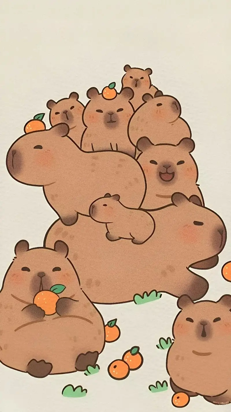 Hình nền điện thoại capybara cute chibi lung linh