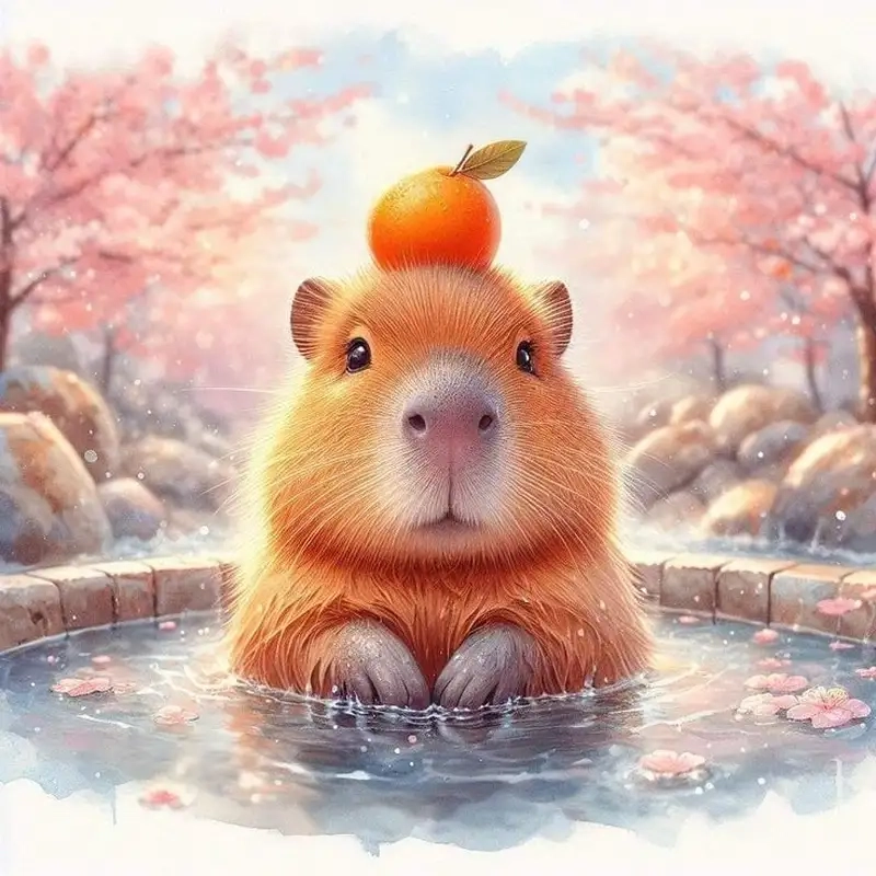 Hình ảnh chibi capybara nhìn phát là thấy cưng