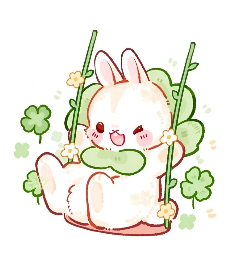 Con thỏ hoạt hình cute phong cách dễ thương