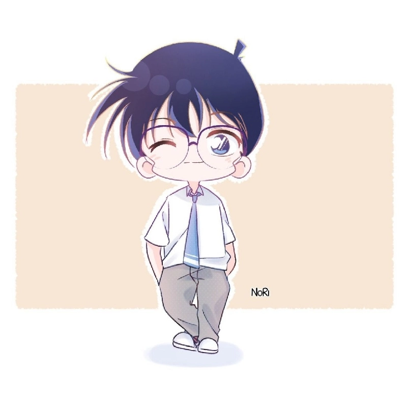 Hình Conan chibi dễ vẽ cho bé tập tô màu