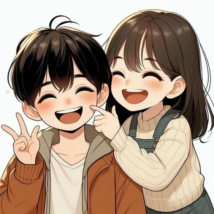 Hình cặp đôi yêu nhau chibi siêu ngọt ngào