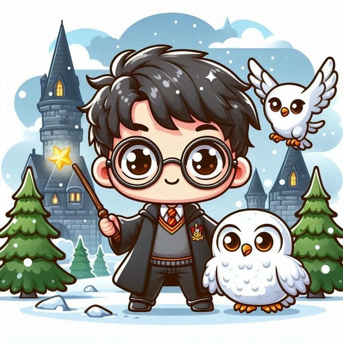 Harry Potter chibi background làm nền máy đẹp mê hồn