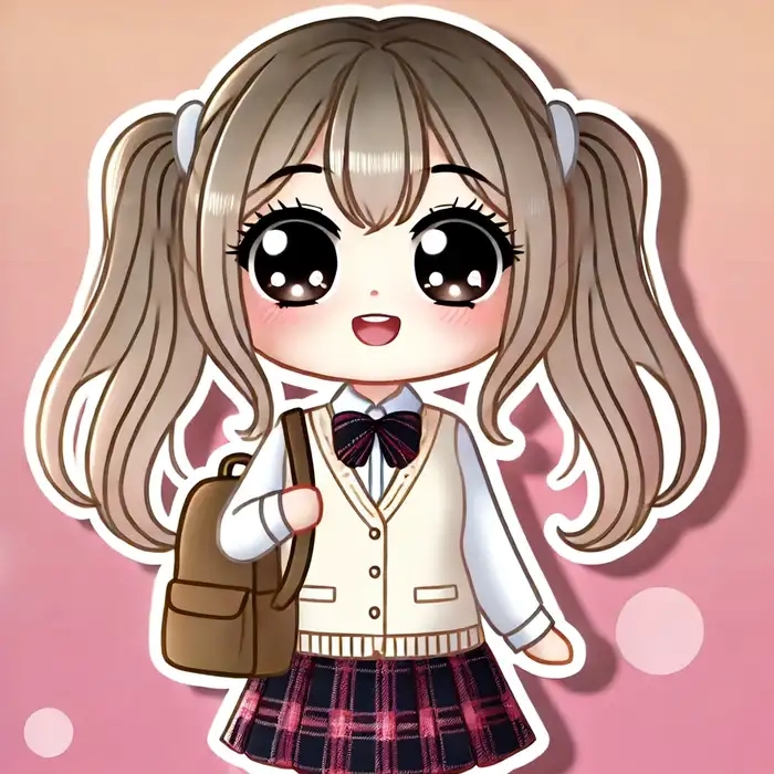 Hình ảnh học sinh chibi nữ hồn nhiên vui vẻ
