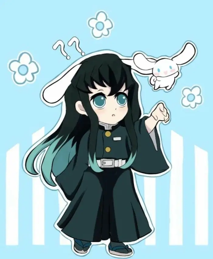 Anime Muichirou chibi phong cách ngây thơ đáng yêu