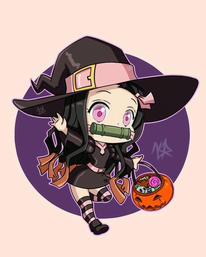 Hình vẽ Nezuko chibi dễ thương, ngọt ngào