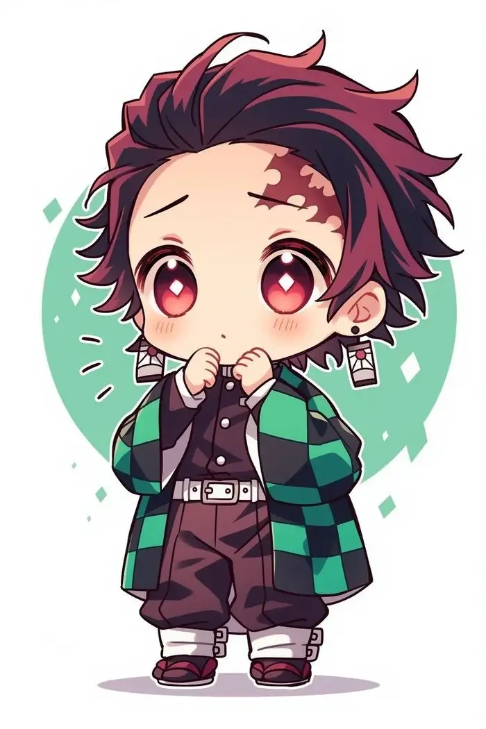 Tanjiro chibi với tạo hình dễ thương đáng yêu