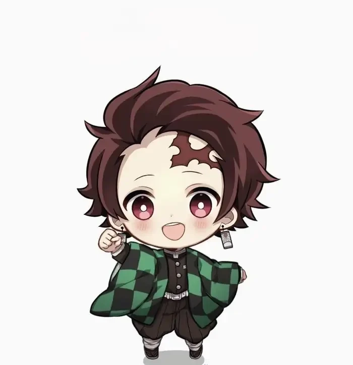 Tanjiro chibi cute tạo điểm nhấn trong hội họa