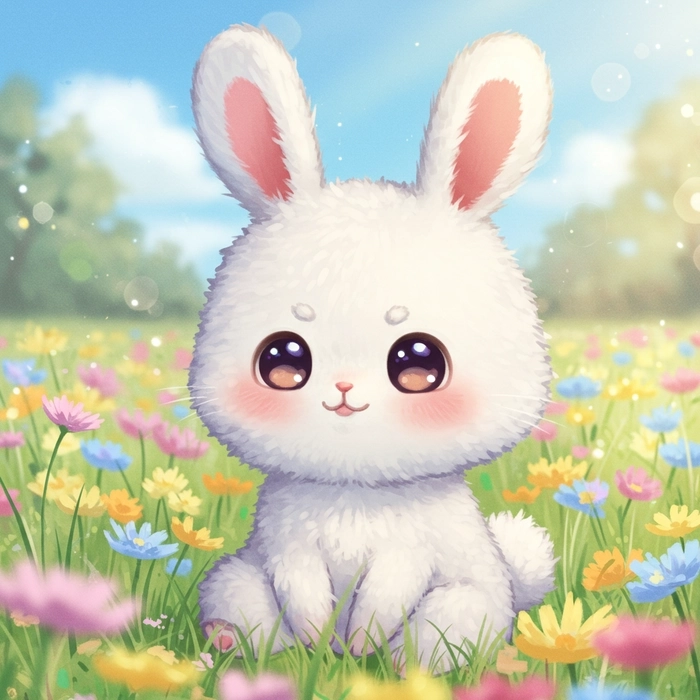 Ảnh thỏ cute chibi đáng yêu siêu cấp