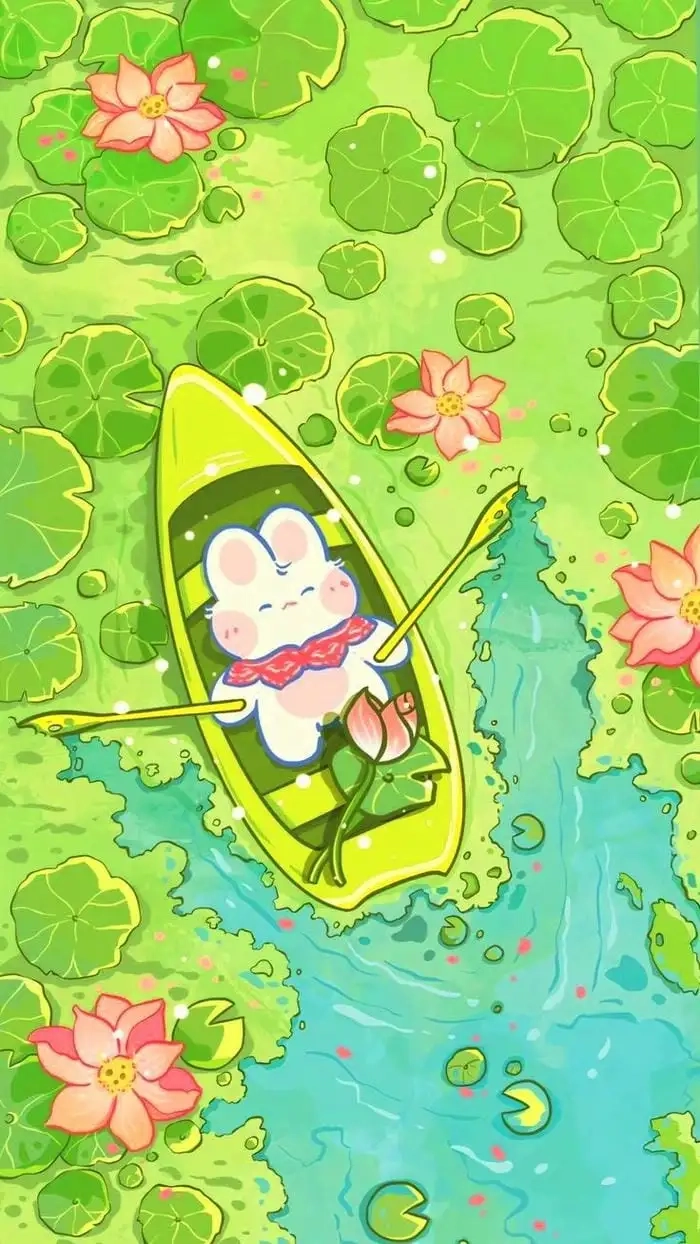 Hình nền thỏ cute chibi dịu dàng và tươi sáng