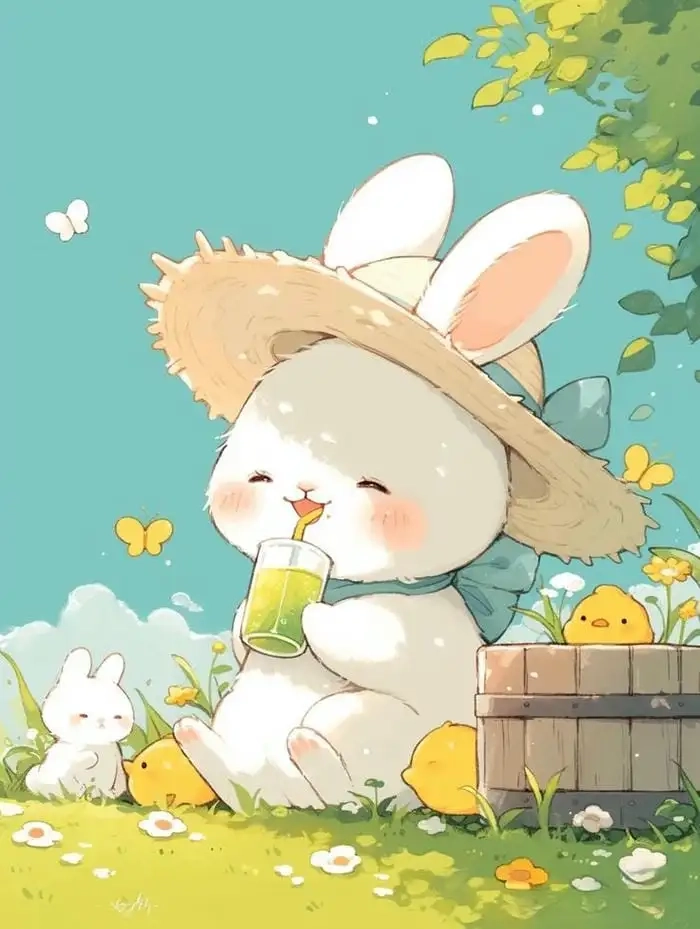 Con thỏ cute ngủ gật siêu cưng