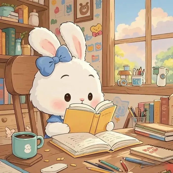 Con thỏ cute chibi tạo dáng đáng yêu