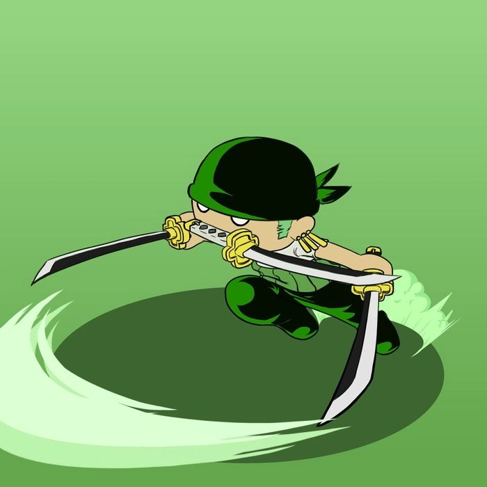 Zoro chibi ba kiếm siêu ngầu siêu cute