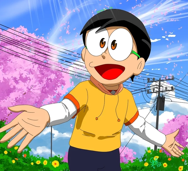 Ảnh Nobita cute nhẹ nhàng đầy sức sống
