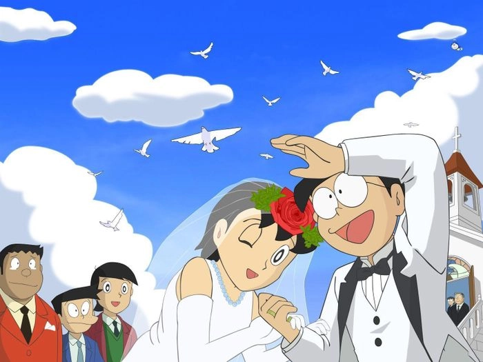 Hình ảnh Nobita và Shizuka thân mật dễ thương