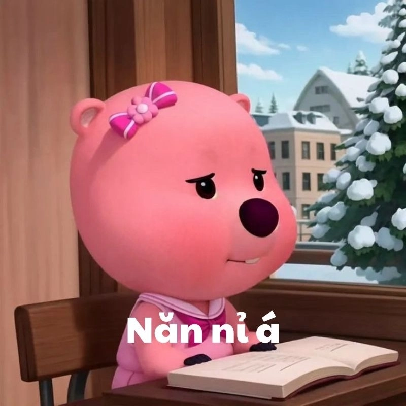 Loopy meme love gấu hồng cũng biết yêu đấy nhé