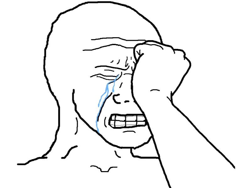 Meme ôm mặt khóc khi không thể chịu nổi