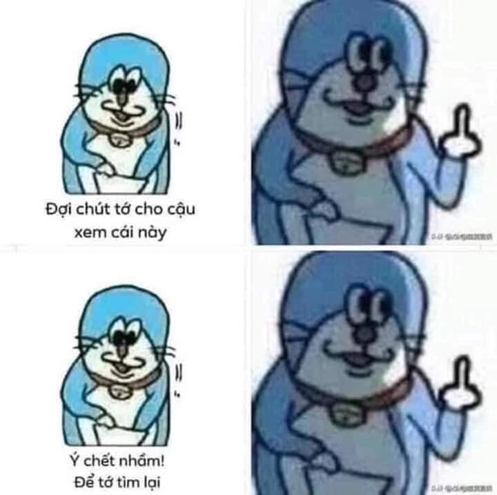 Meme Doraemon giơ ngón giữa cực kỳ đáng yêu và bựa
