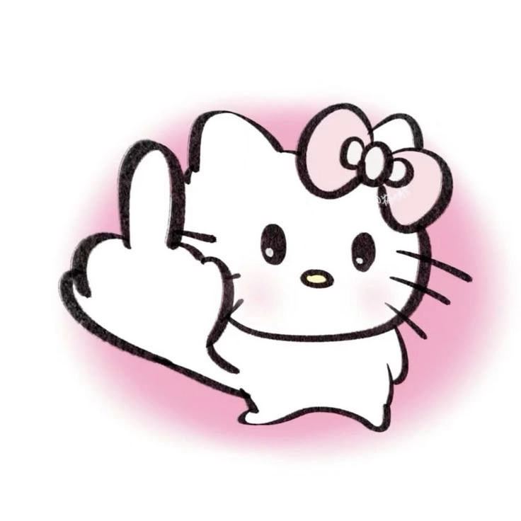 Meme Hello Kitty giơ ngón giữa siêu dễ thương và nghịch ngợm